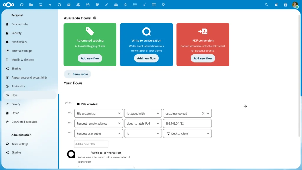 nextcloud flow - file access control