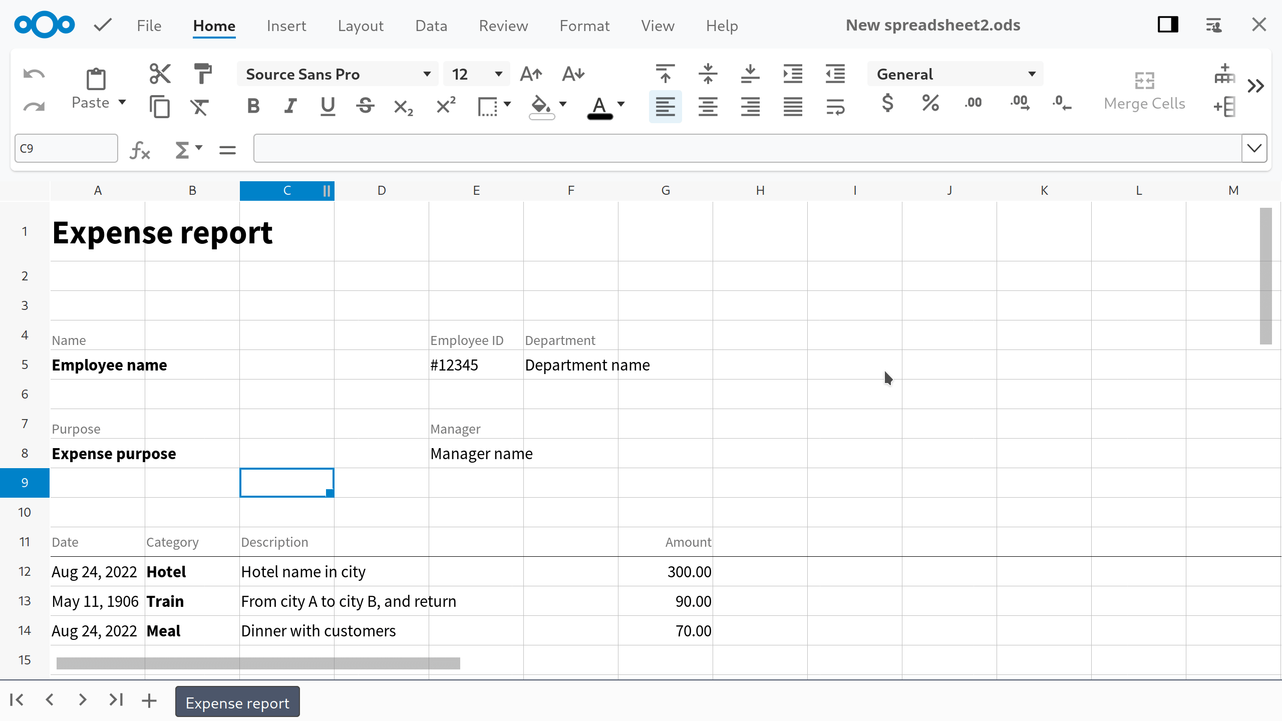 Nextcloud Spreadsheet